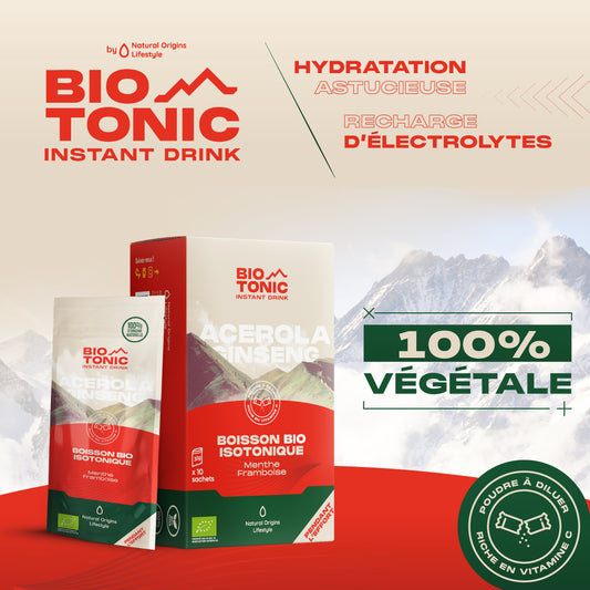 BioTonic Menthe Framboise : LA boisson énergétique Isotonique Bio 100% naturelle - Natural Origins