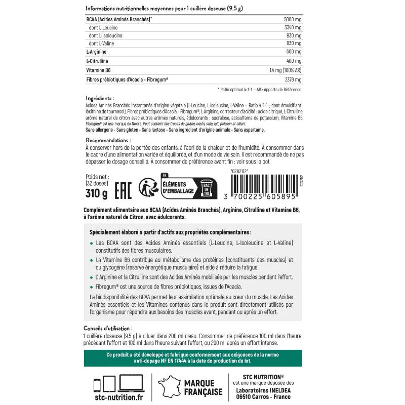 BCAA 4 : 1 : 1 - Citron - STC Nutrition