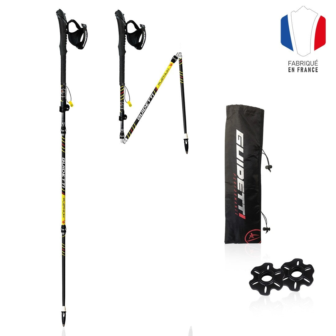 Guidetti - PLATINIUM FLEXO Bâtons de Trail carbone pliables, réglables 105/125 cm