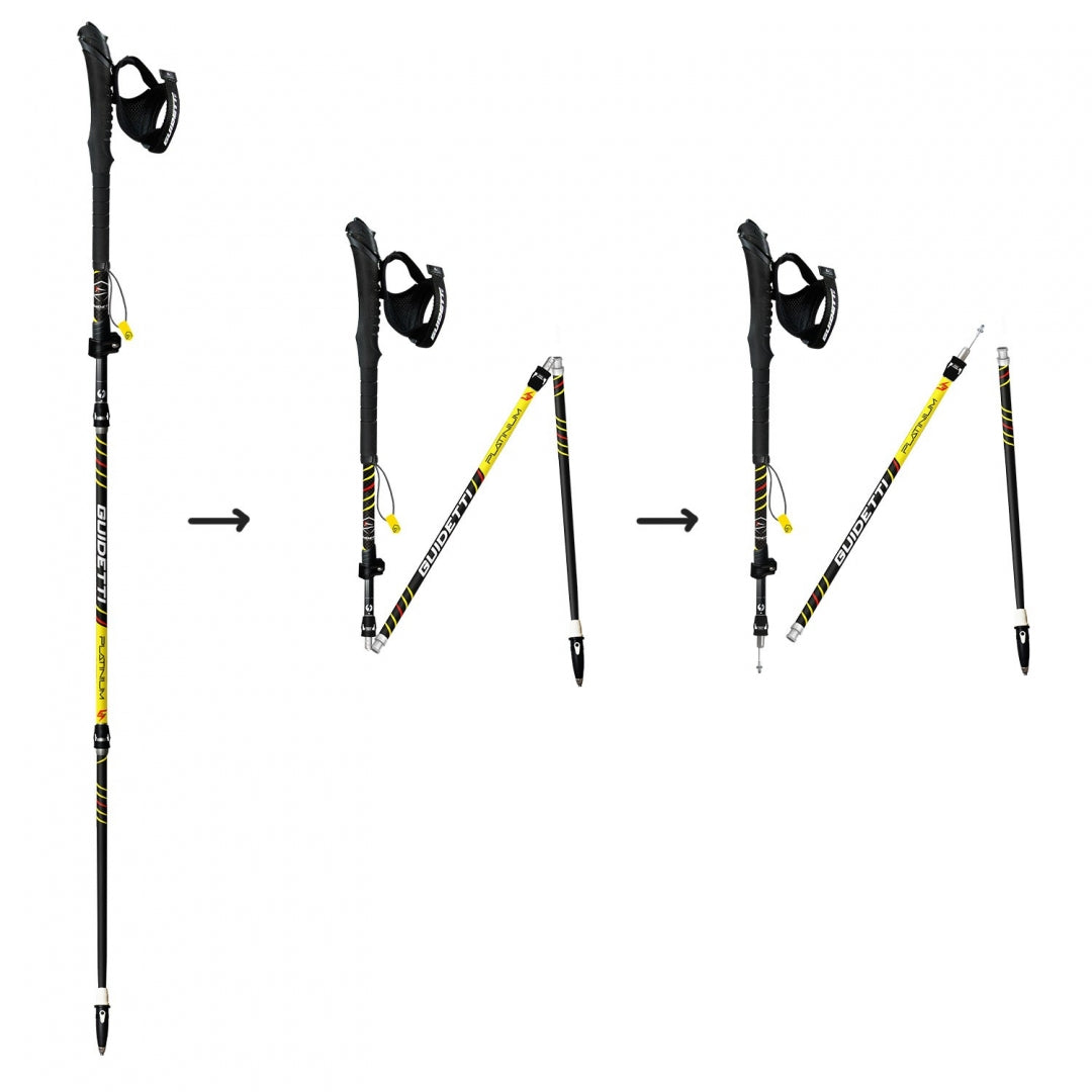 Guidetti - PLATINIUM FLEXO Bâtons de Trail carbone pliables, réglables 105/125 cm