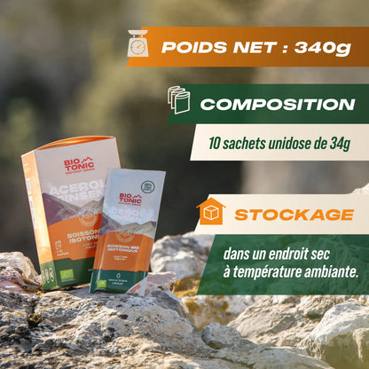 BioTonic Iced-Tea pêche - LA Boisson Énergétique Isotonique Bio 100% Naturelle - Natural Origins