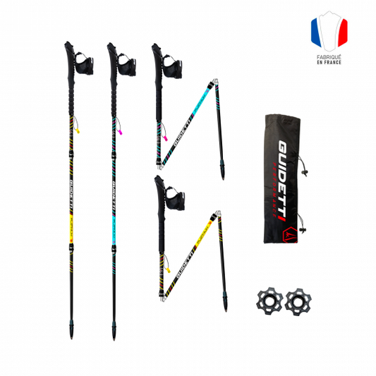 Guidetti - PLATINIUM NEO PULS Bâtons de Trail carbone pliables 105/110/115 - Noir | Turquoise